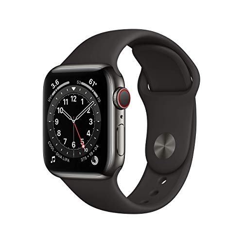 Apple Watch Series 6 40mm GPS+Cellular - Graphite Stainless Steel with Black Sport Band - M02Y3LL/A