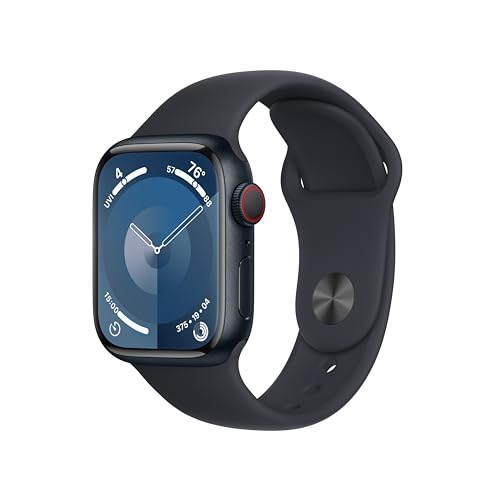 Apple Watch Series 9 GPS + Cellular 41mm Midnight Aluminum Case w/ Midnight Sport Band - S/M - MRHR3LW/A