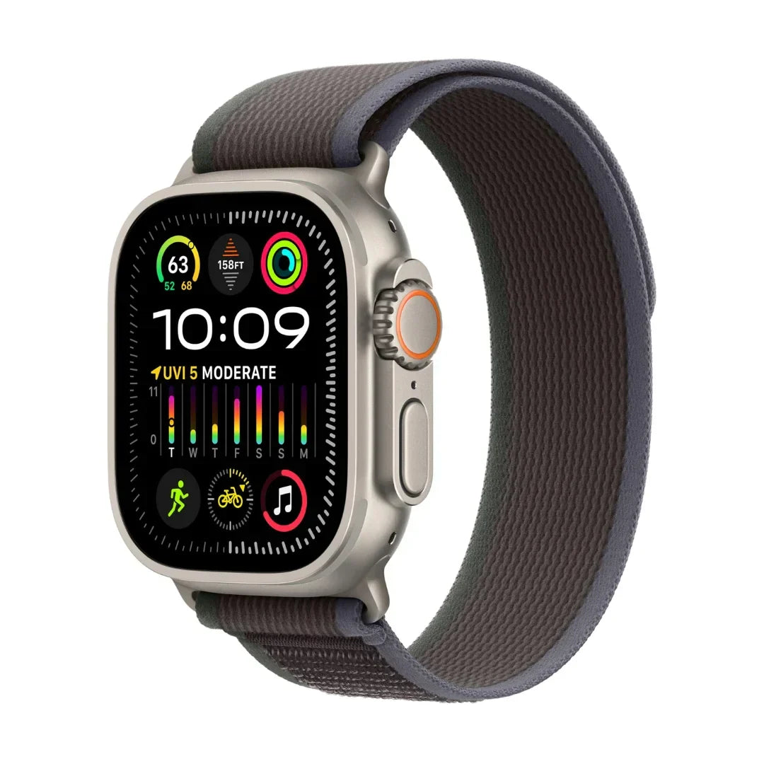 Apple Watch Ultra 2 (GPS + Cellular) 49mm Titanium Case with Blue/Black Trail Loop (Small/Medium) - MRF53LW/A