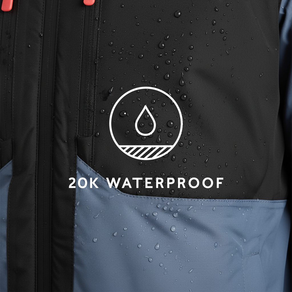 Avoriaz Mens Performance Waterproof Insulated Ski Jacket - Black/Fjord Blue