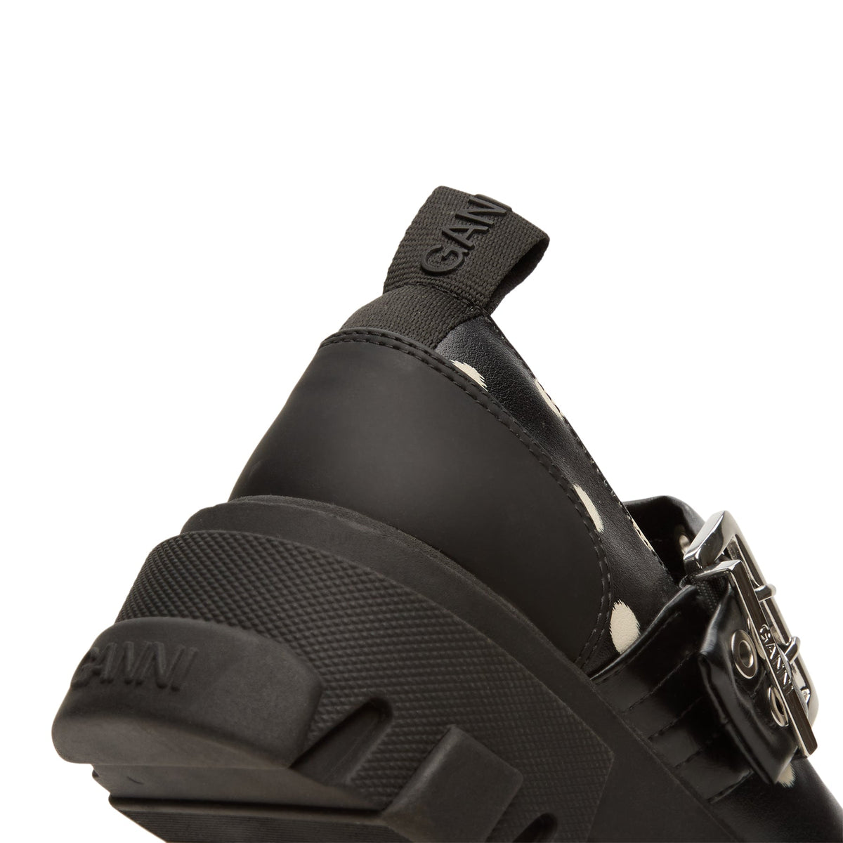 GANNI Cleated Ballerina Printed Pelinova (Black)