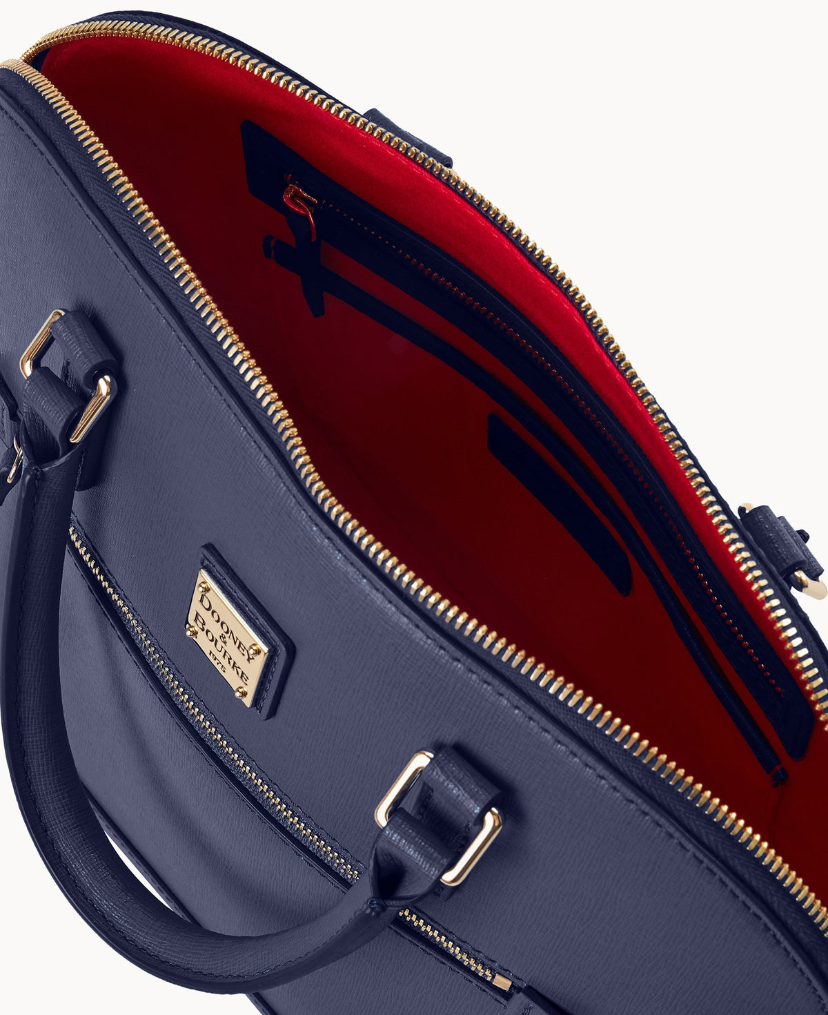 Saffiano Domed Zip Satchel