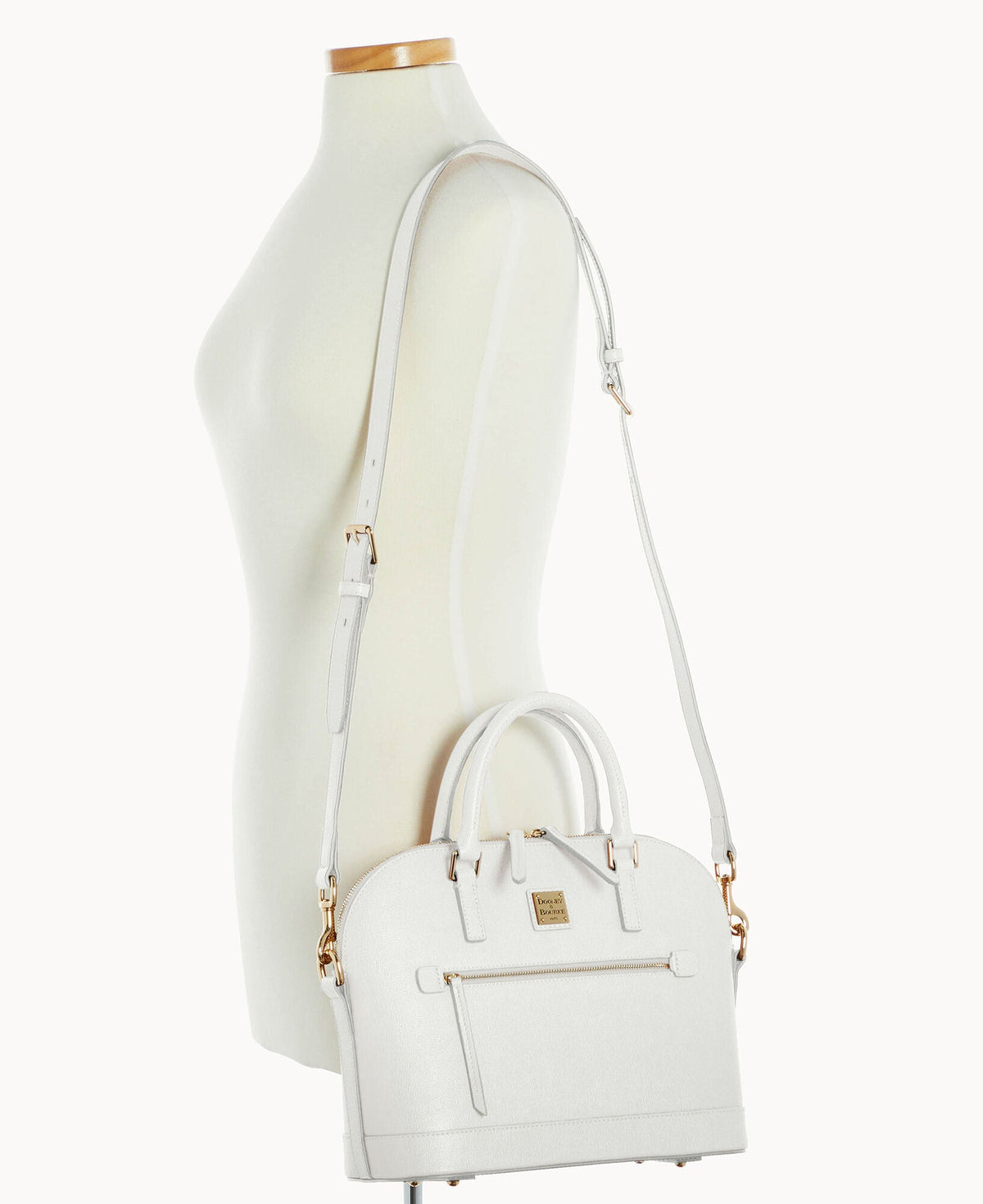Saffiano Domed Zip Satchel