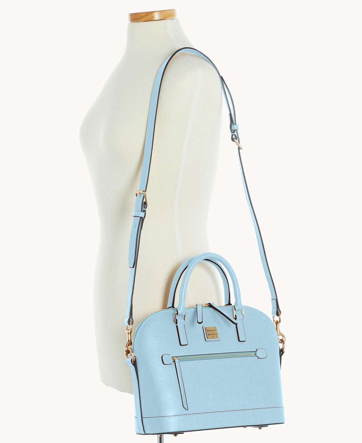 Saffiano Domed Zip Satchel