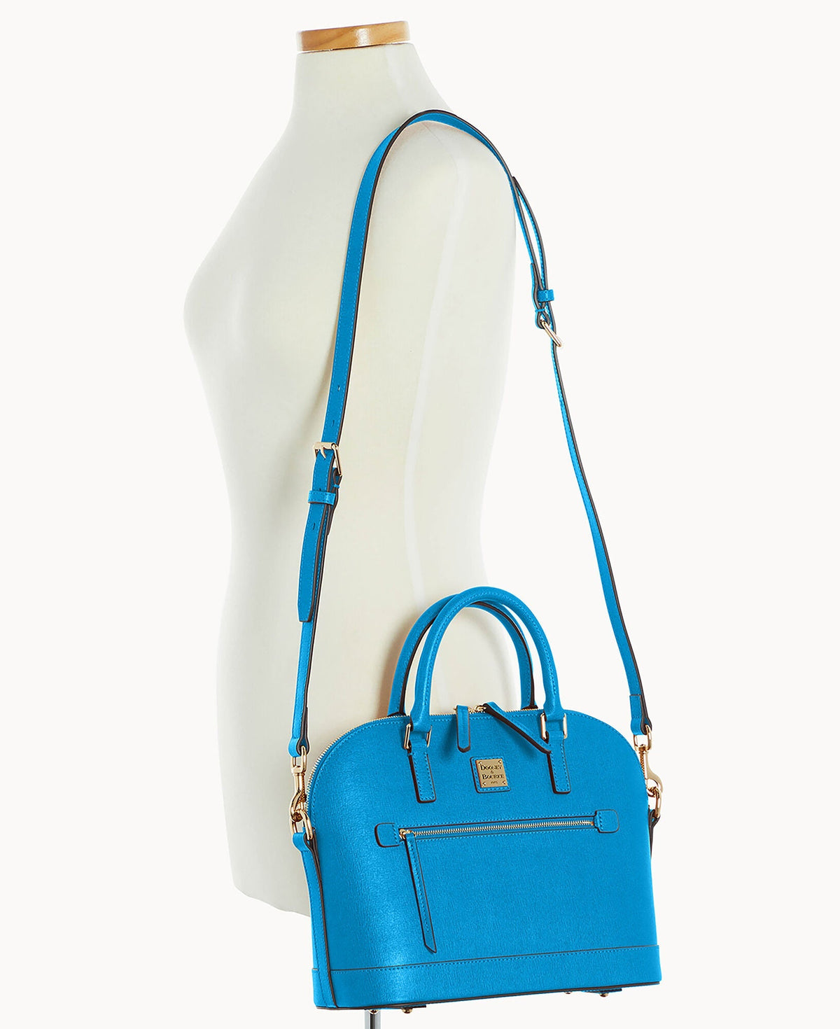 Saffiano Domed Zip Satchel