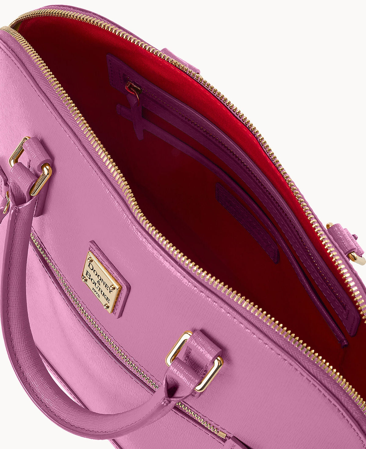 Saffiano Domed Zip Satchel