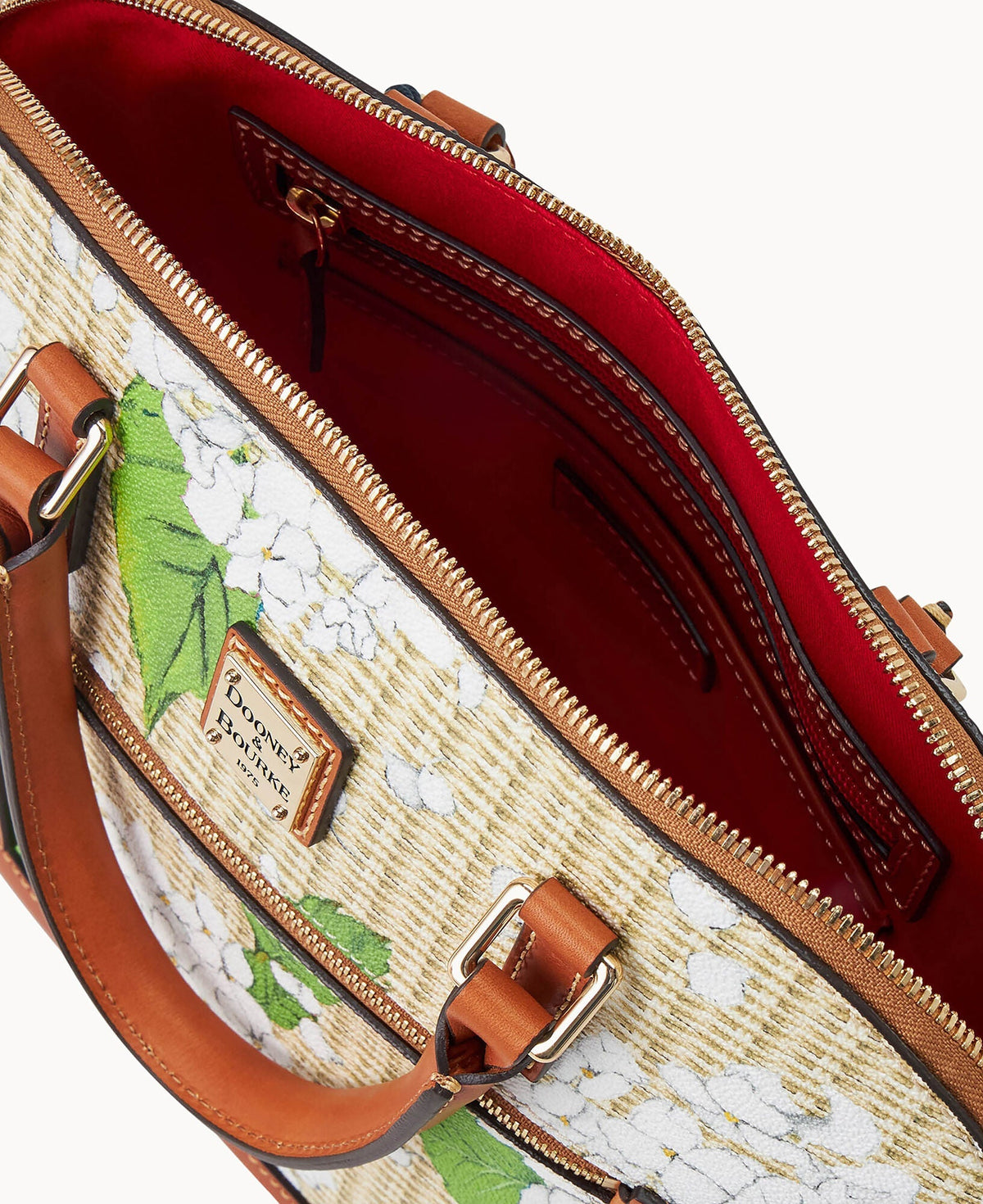 Hydrangea Basketweave Domed Zip Satchel