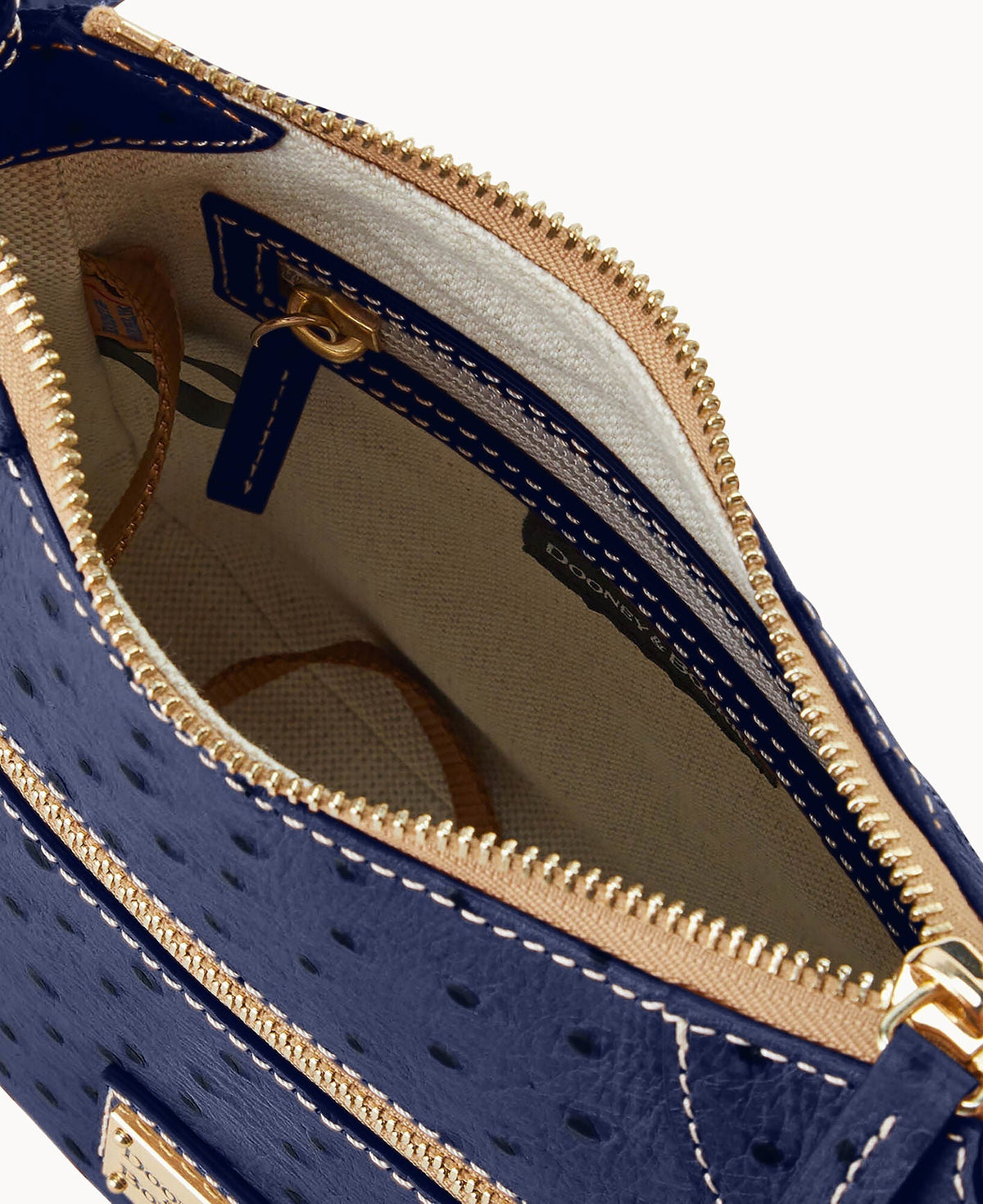 Ostrich Front Zip Crossbody