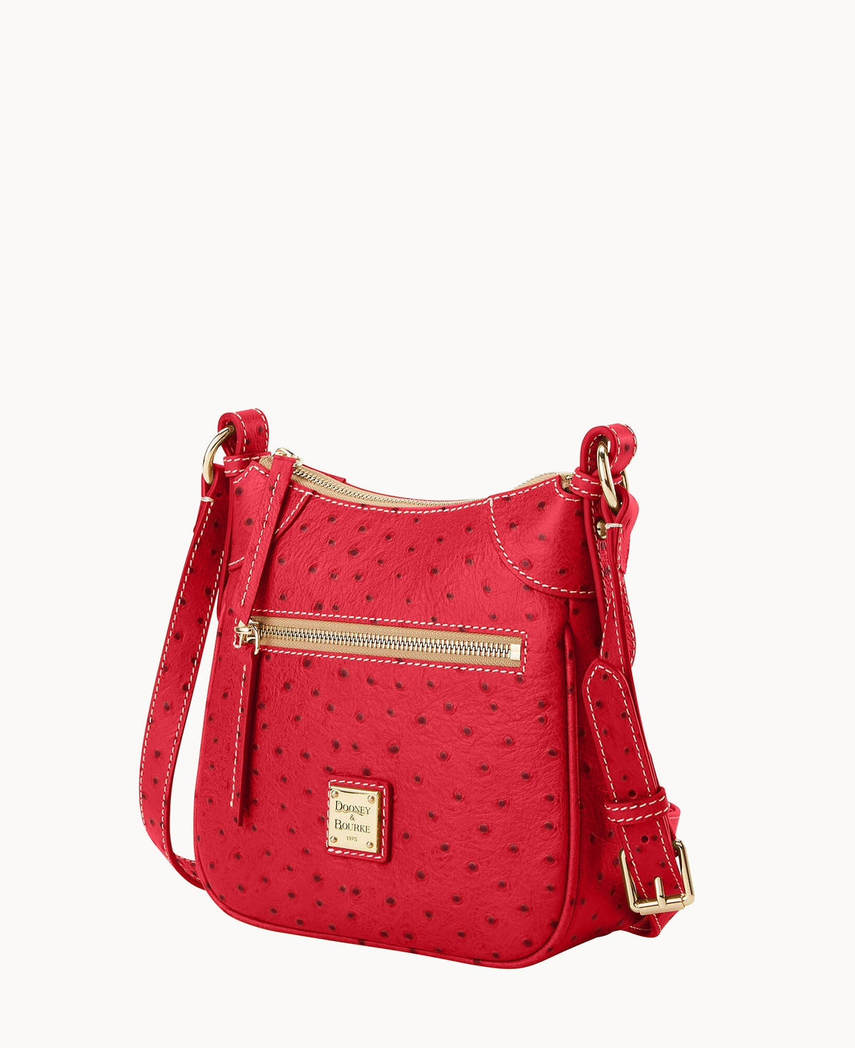 Ostrich Front Zip Crossbody