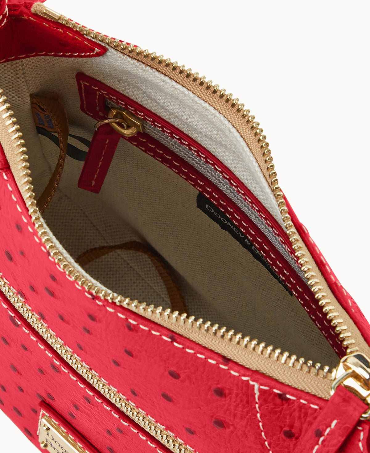 Ostrich Front Zip Crossbody