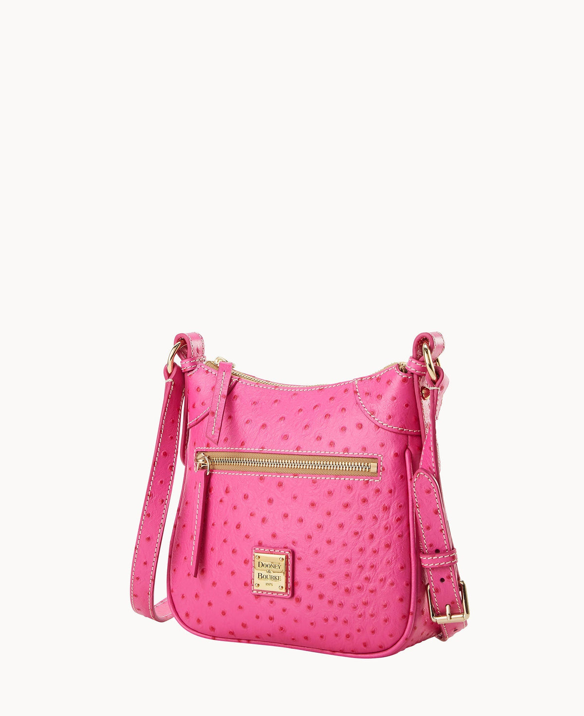 Ostrich Front Zip Crossbody
