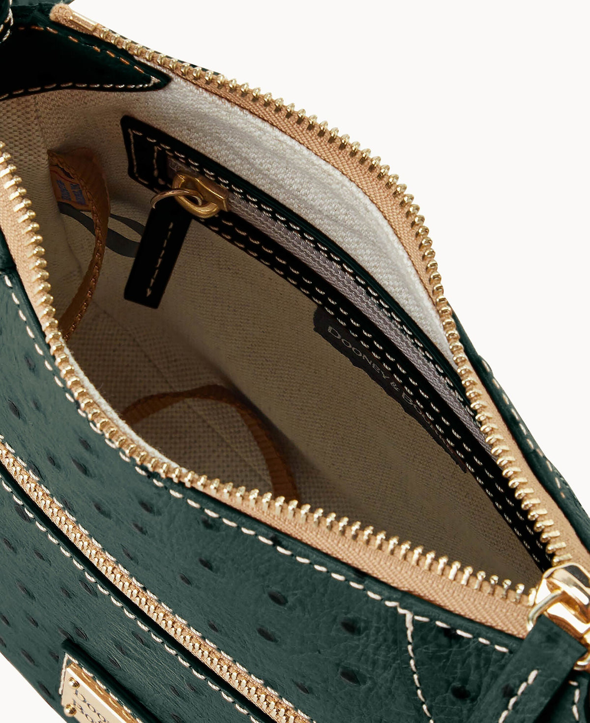 Ostrich Front Zip Crossbody