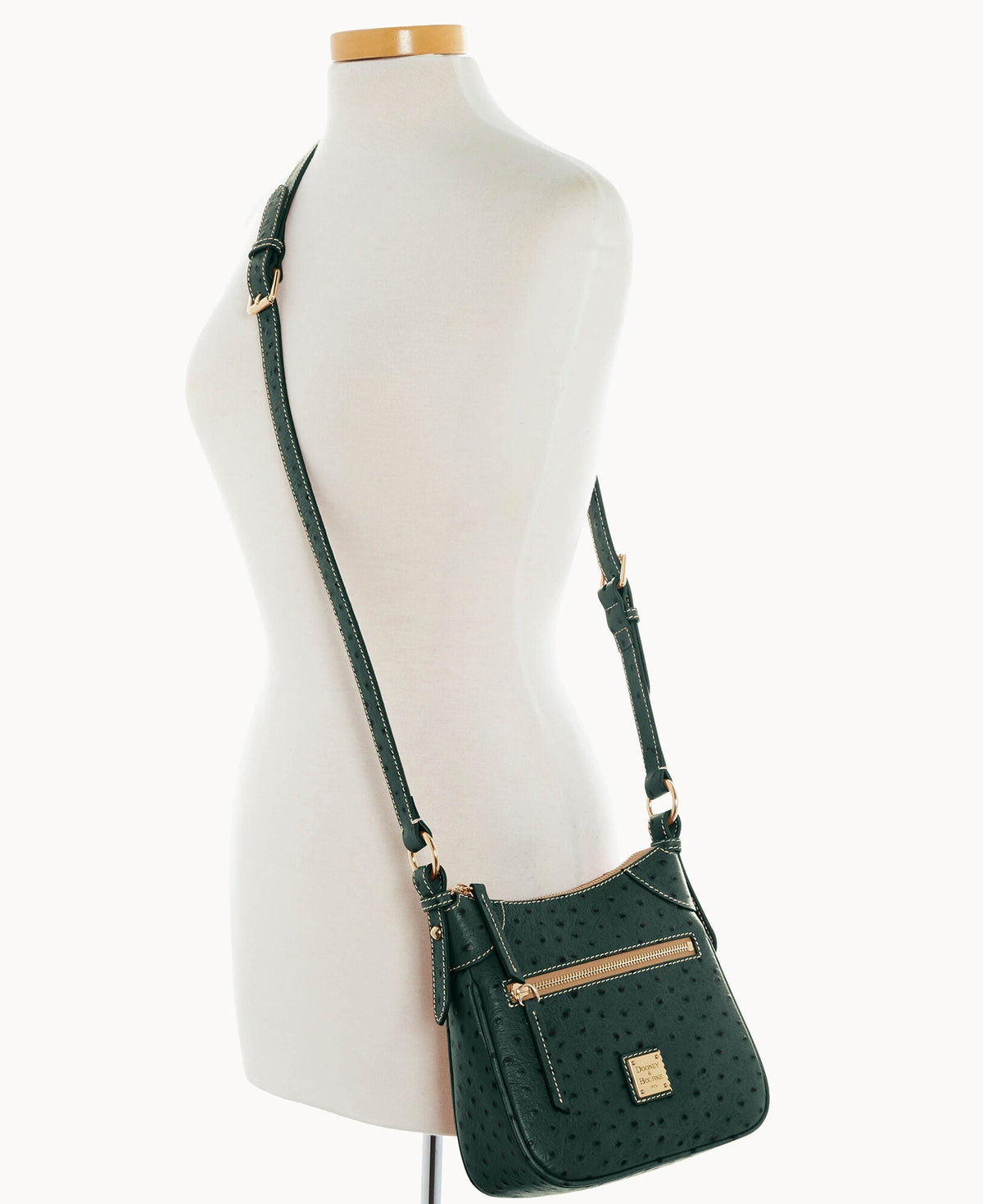 Ostrich Front Zip Crossbody