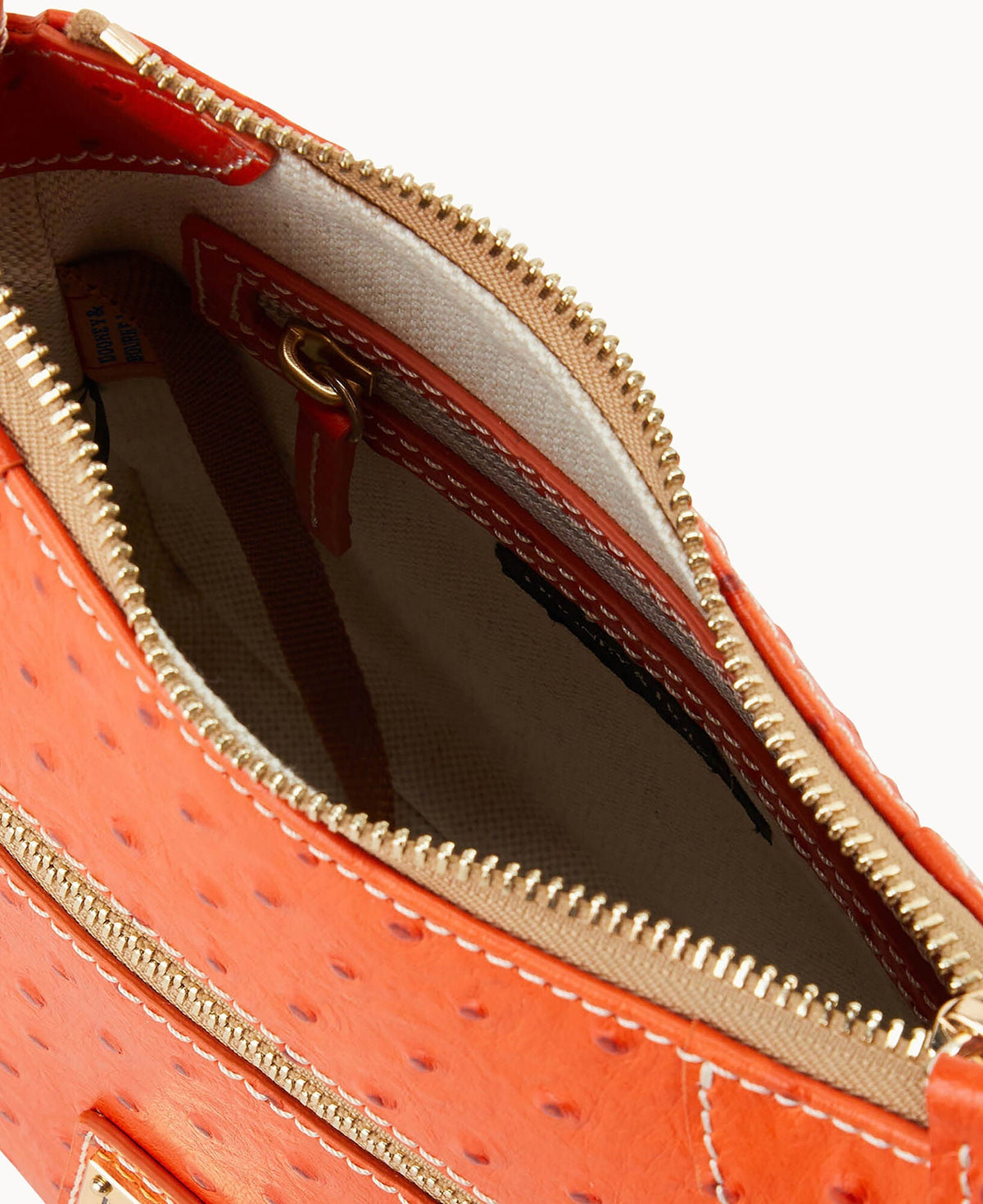 Ostrich Front Zip Crossbody