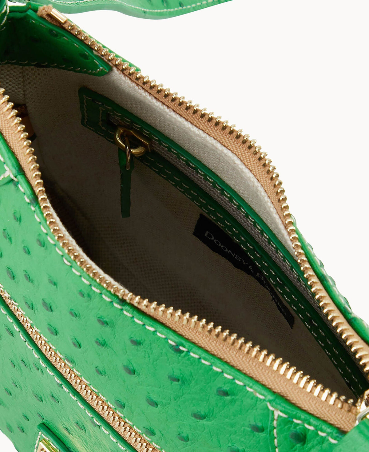 Ostrich Front Zip Crossbody