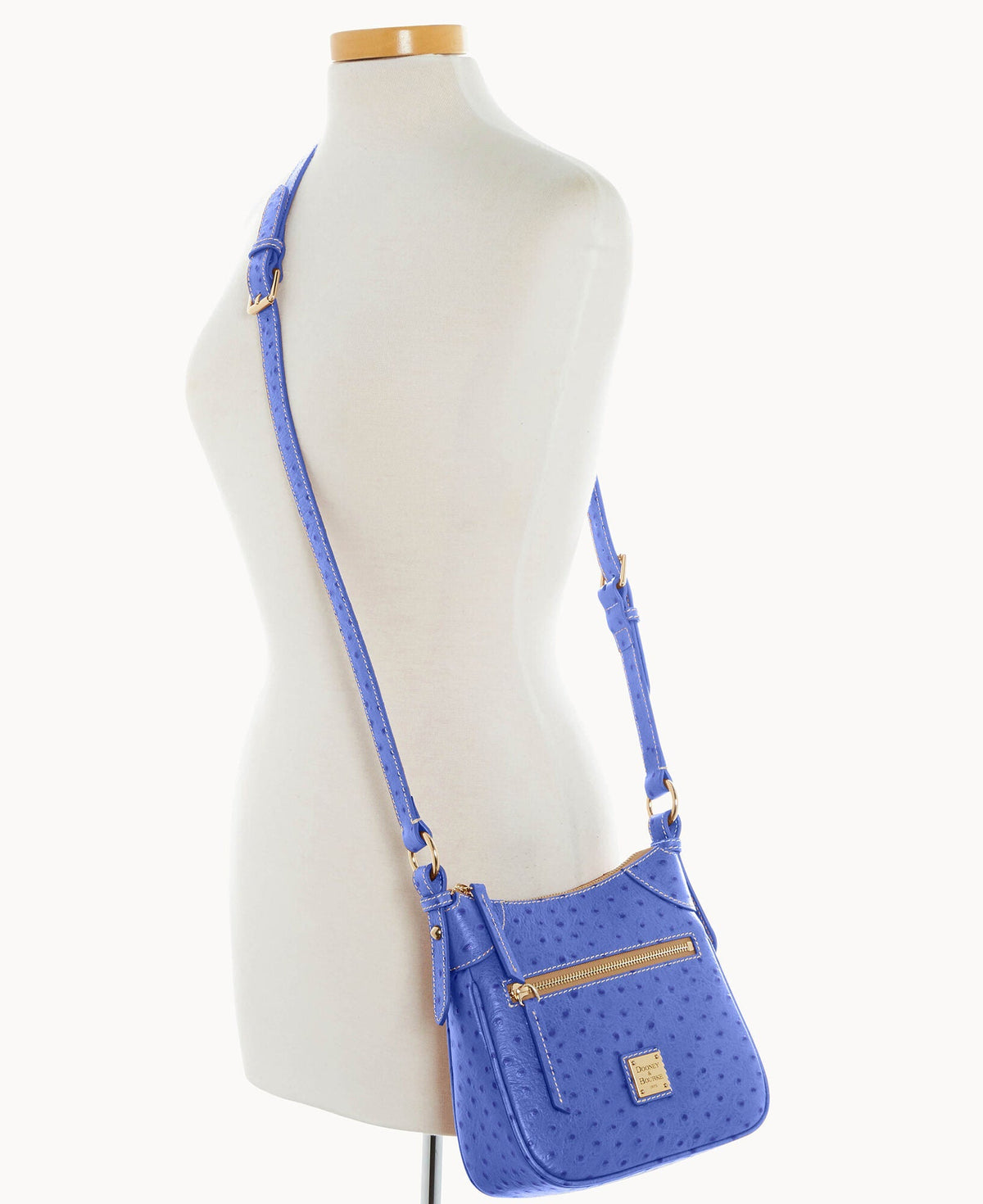 Ostrich Front Zip Crossbody