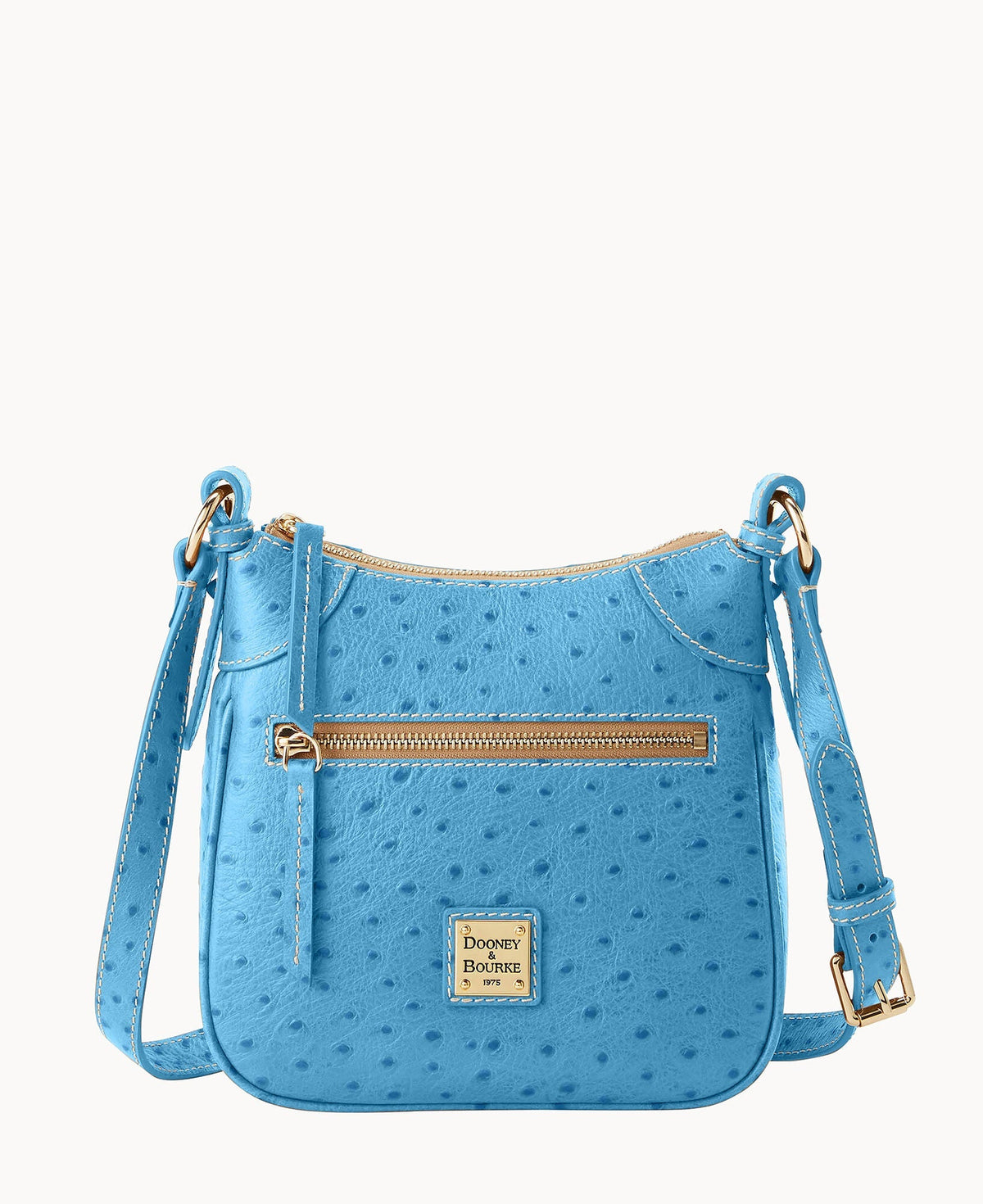 Ostrich Front Zip Crossbody