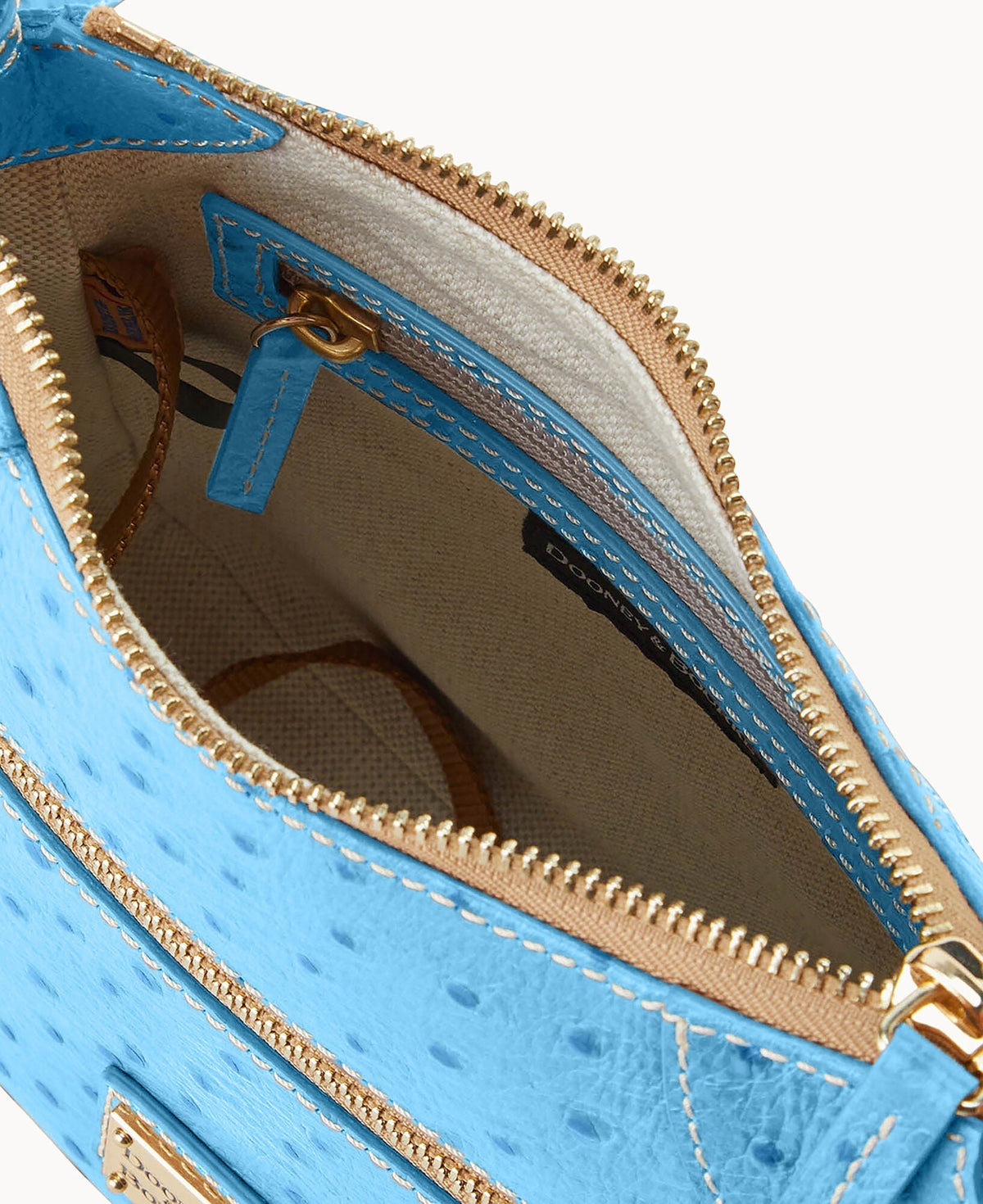 Ostrich Front Zip Crossbody