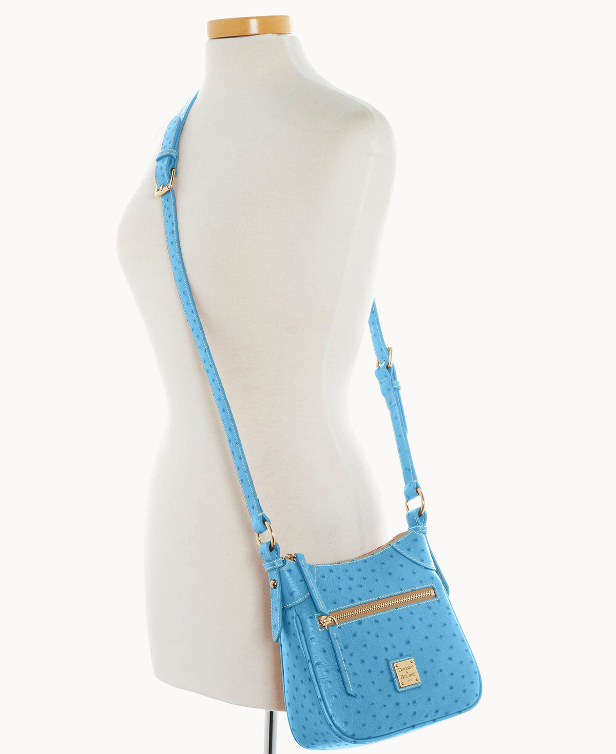 Ostrich Front Zip Crossbody