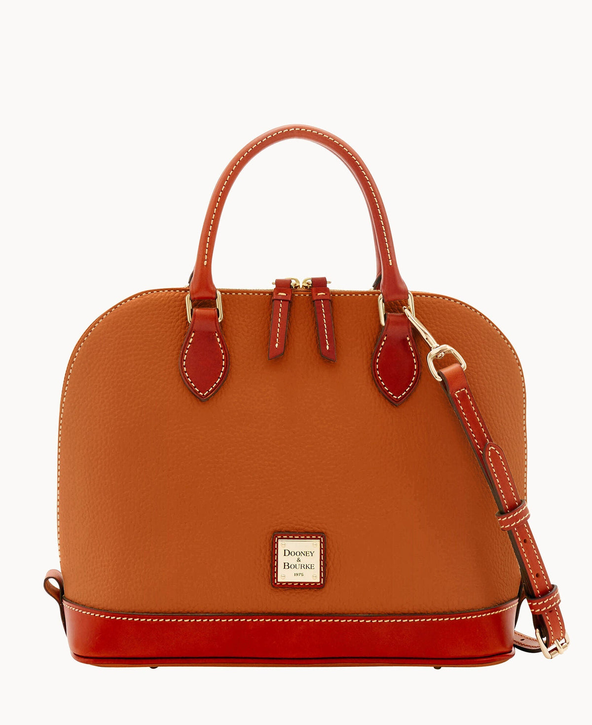 Pebble Grain Zip Zip Satchel