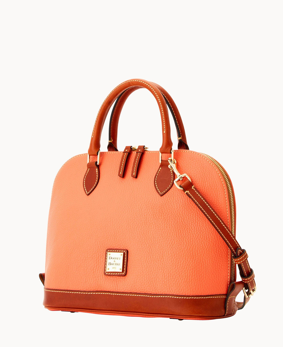 Pebble Grain Zip Zip Satchel