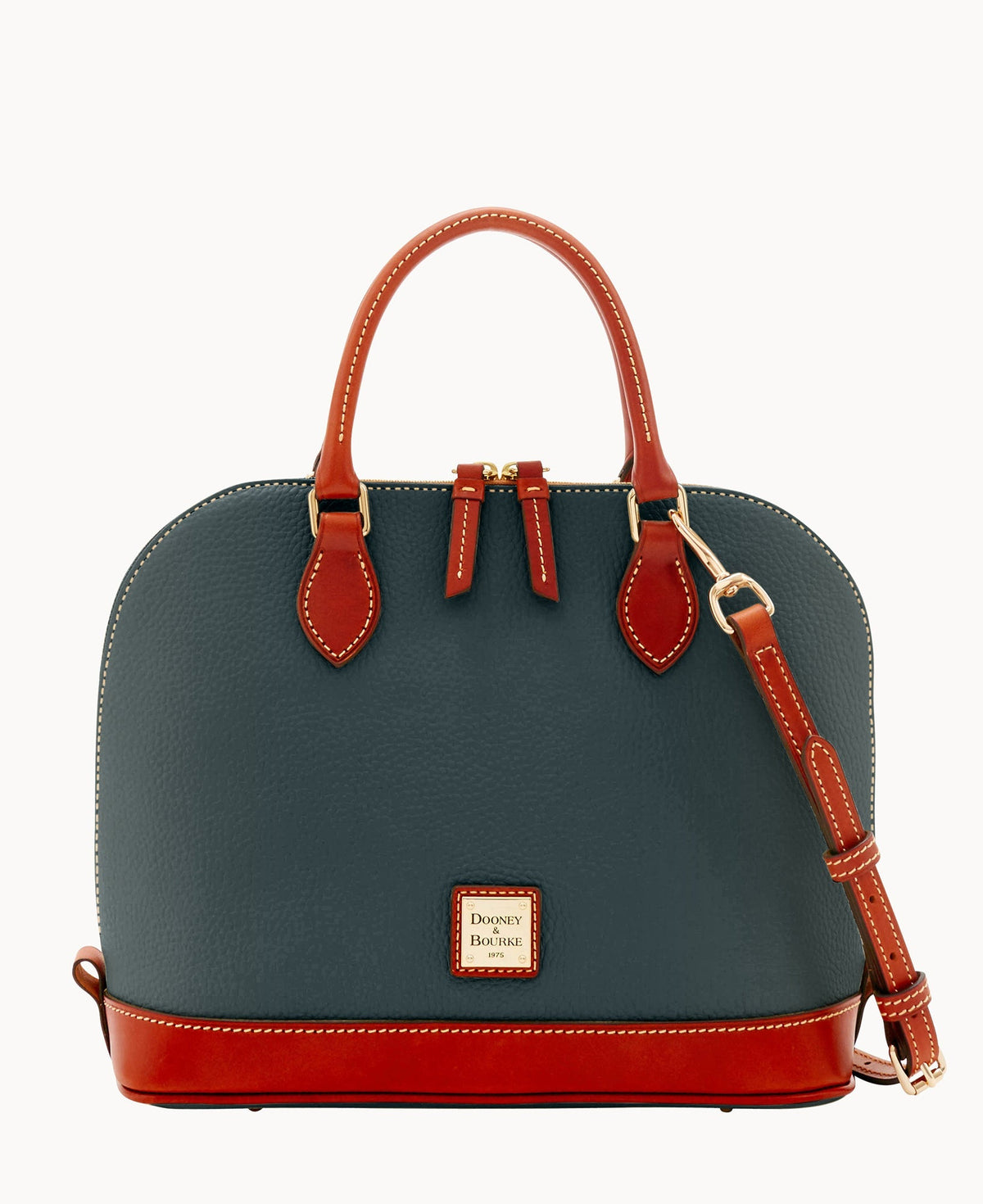 Pebble Grain Zip Zip Satchel