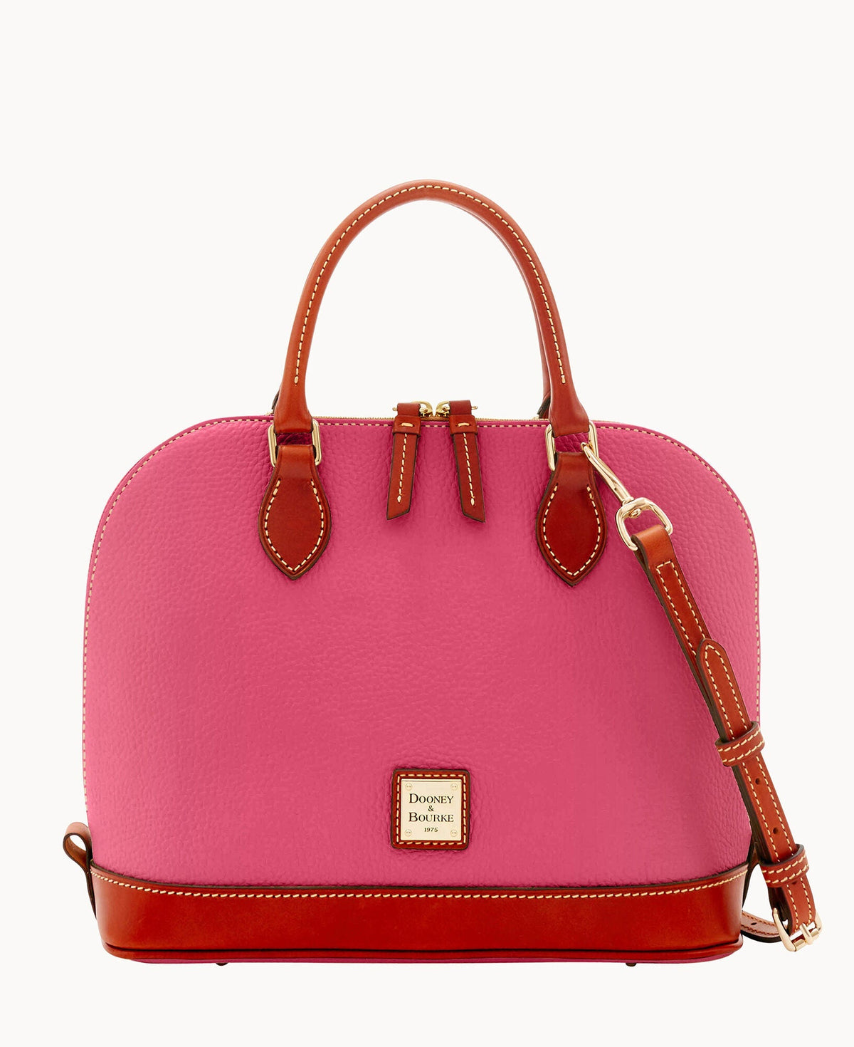 Pebble Grain Zip Zip Satchel