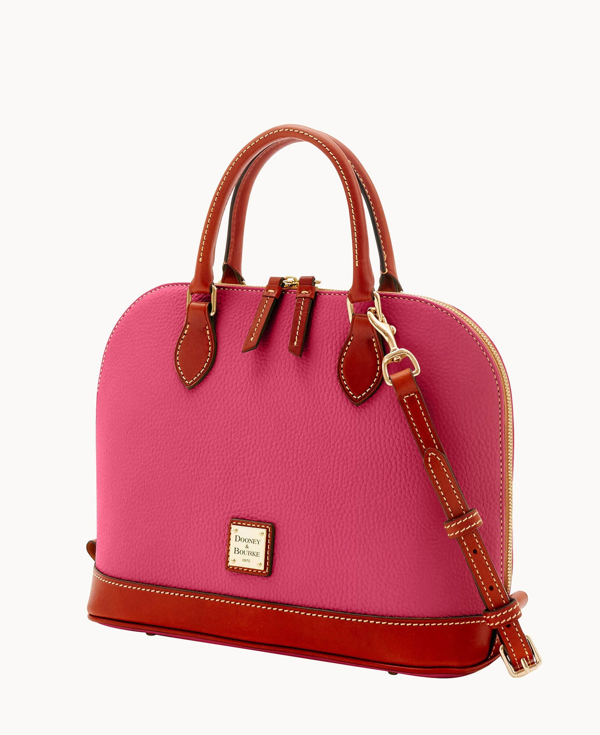 Pebble Grain Zip Zip Satchel