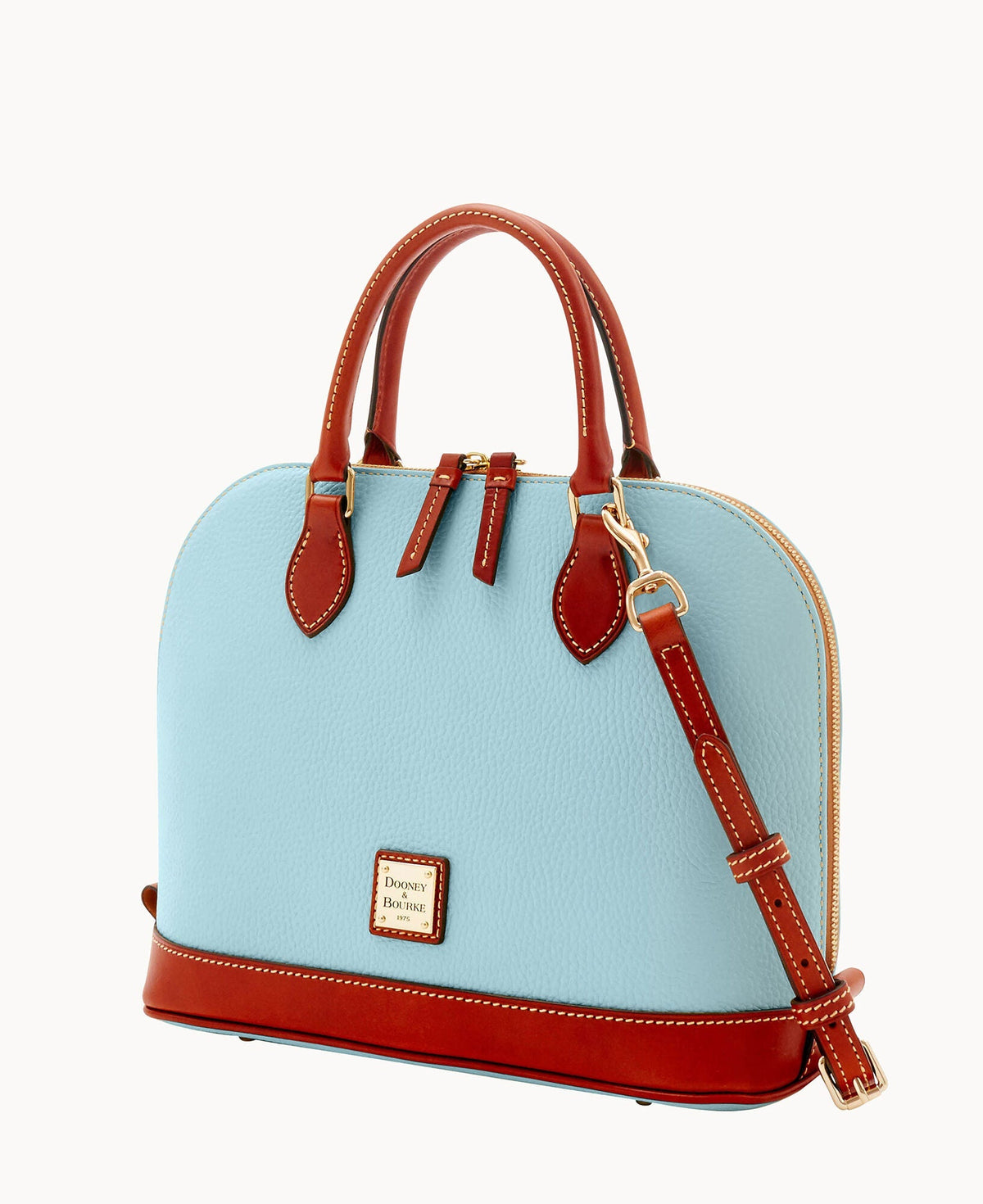 Pebble Grain Zip Zip Satchel