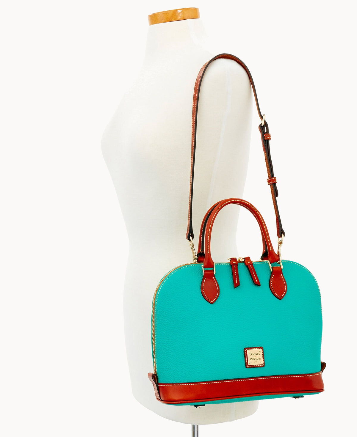 Pebble Grain Zip Zip Satchel
