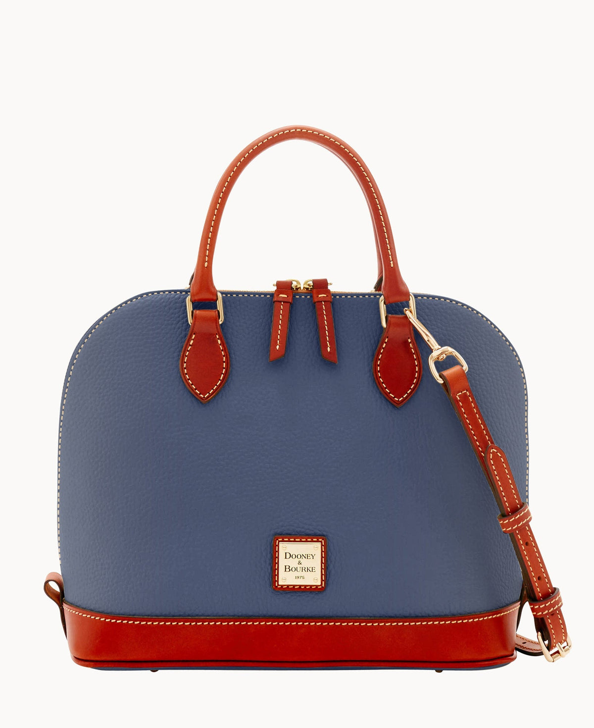 Pebble Grain Zip Zip Satchel