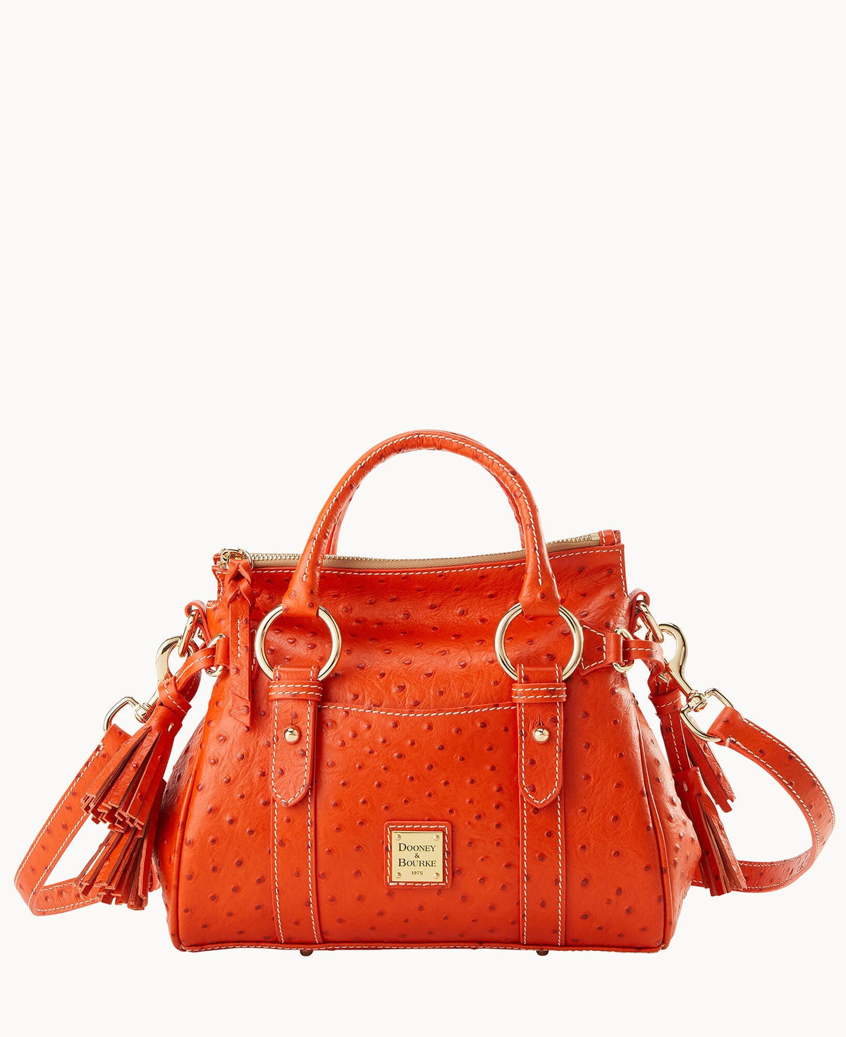 Ostrich Satchel With Pocket