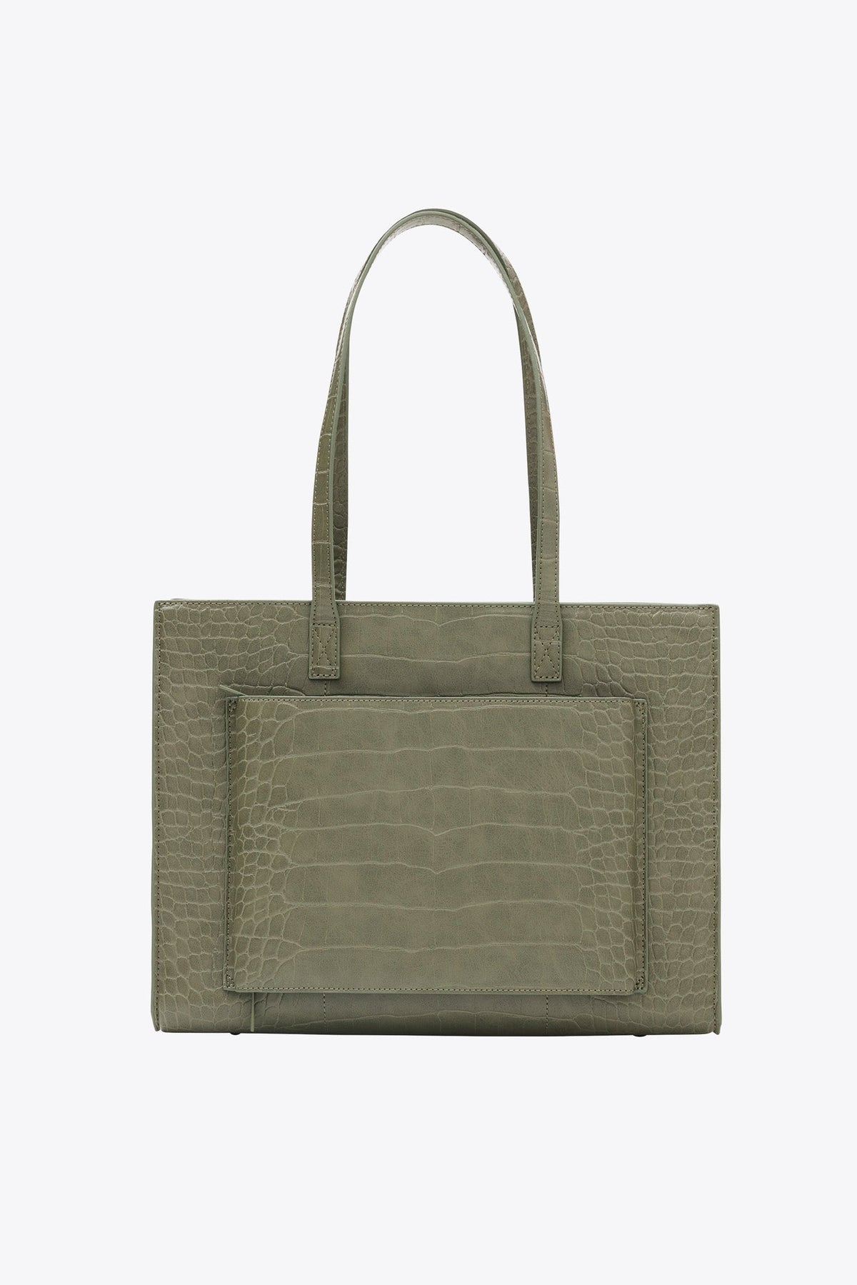 The Work Tote in Olive Croc