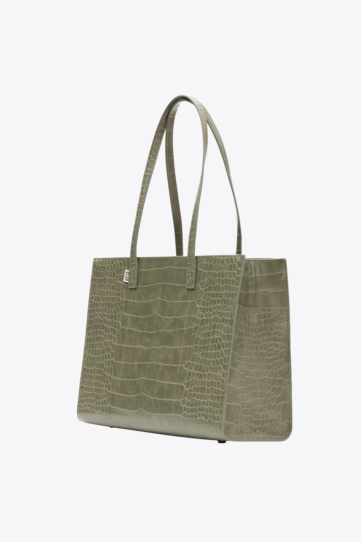 The Work Tote in Olive Croc