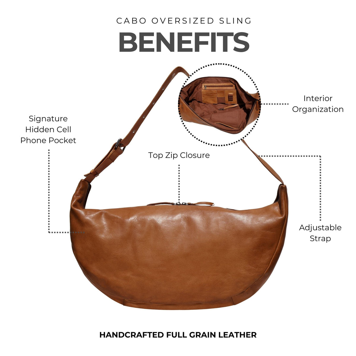 Cabo Oversized Leather Sling Bag