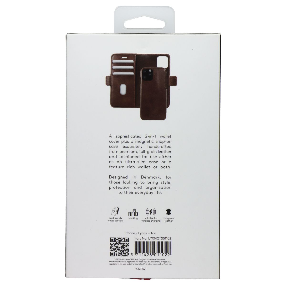 Lynge Full-Grain 2-in-1 Wallet + Magnetic Case for iPhone 11 Pro Max - Brown - New