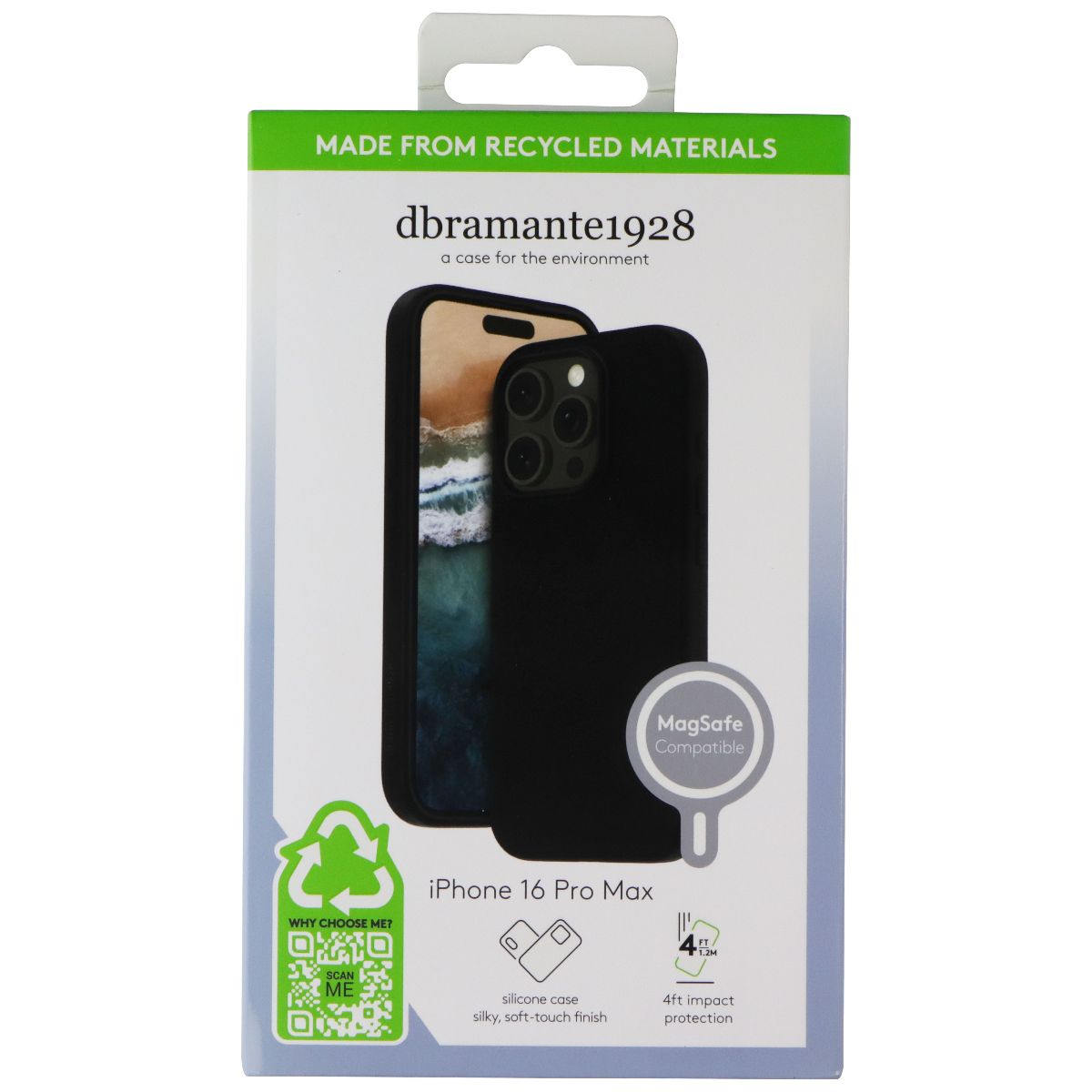 dbramante1928 Monaco Case for MagSafe for Apple iPhone 16 Pro Max - Night Black - New