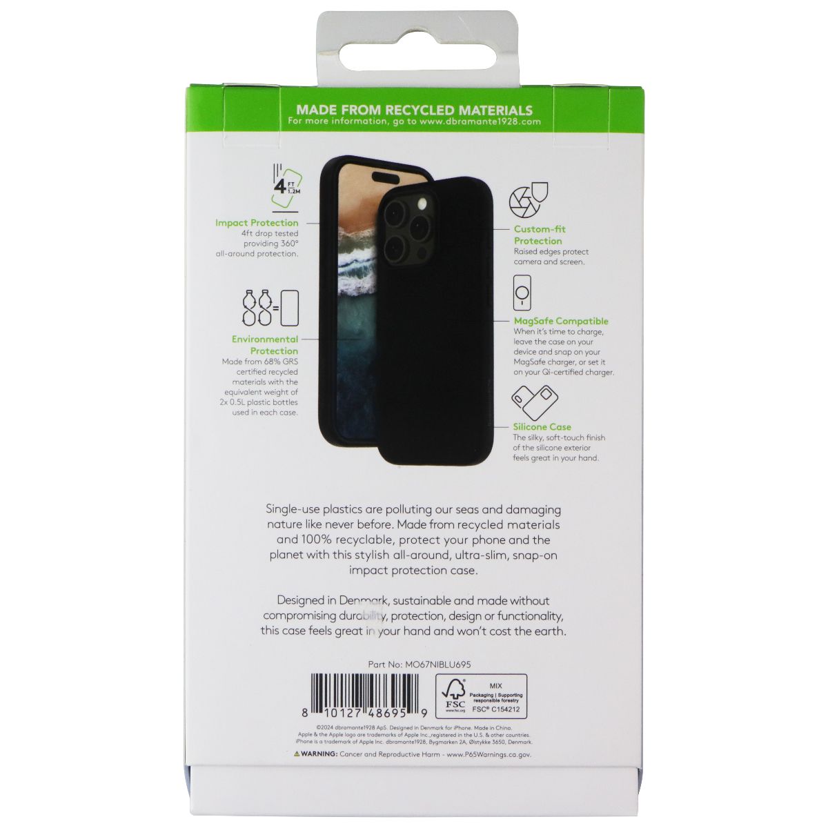 dbramante1928 Monaco Case for MagSafe for Apple iPhone 16 Pro Max - Night Black - New