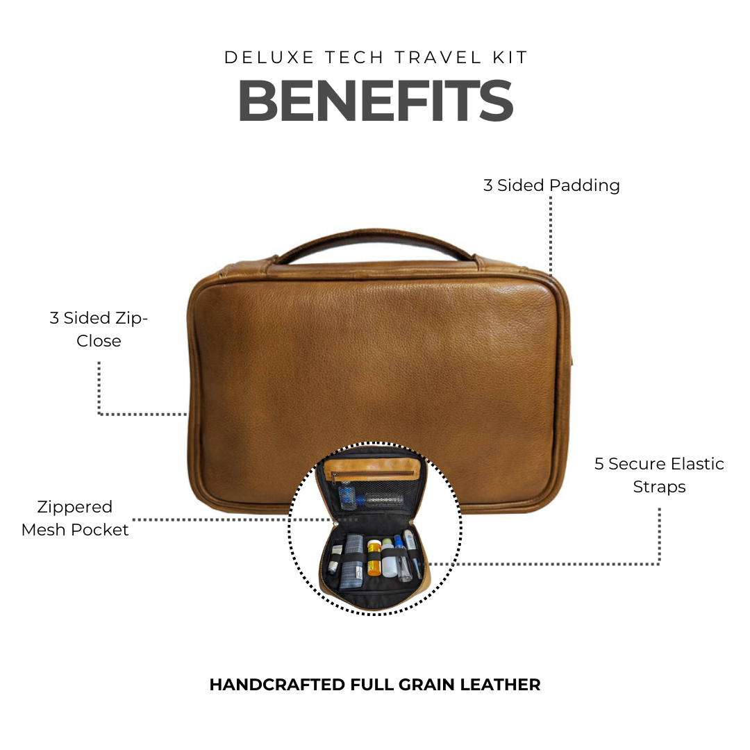 Deluxe Tech Leather Travel Kit