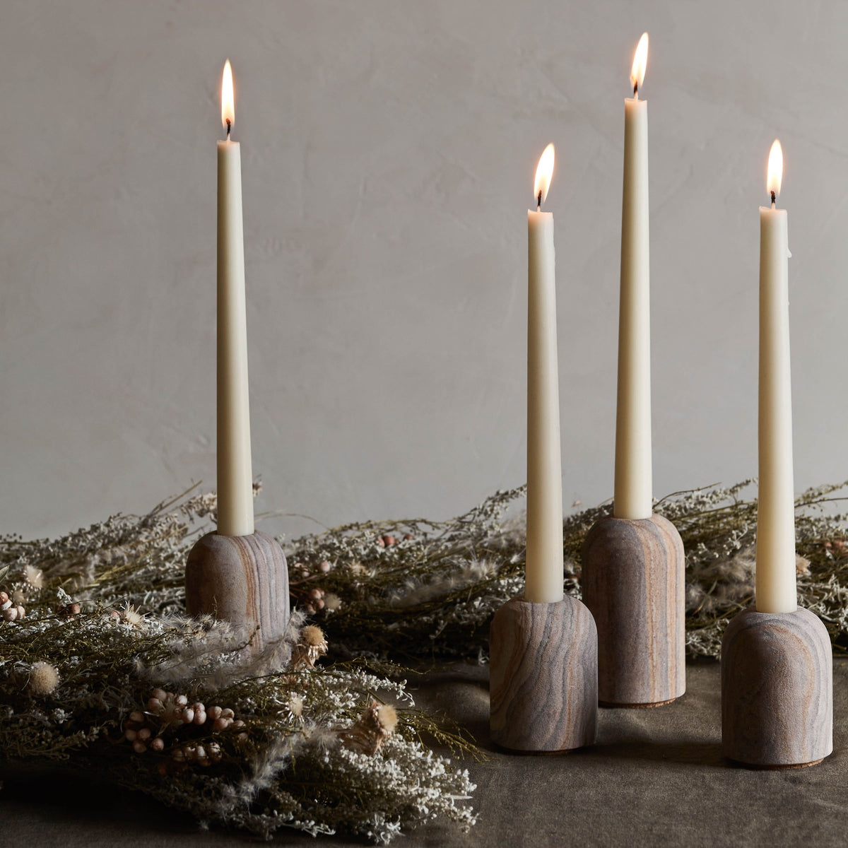 Eshana Sandstone Candle Holders - Set of 2