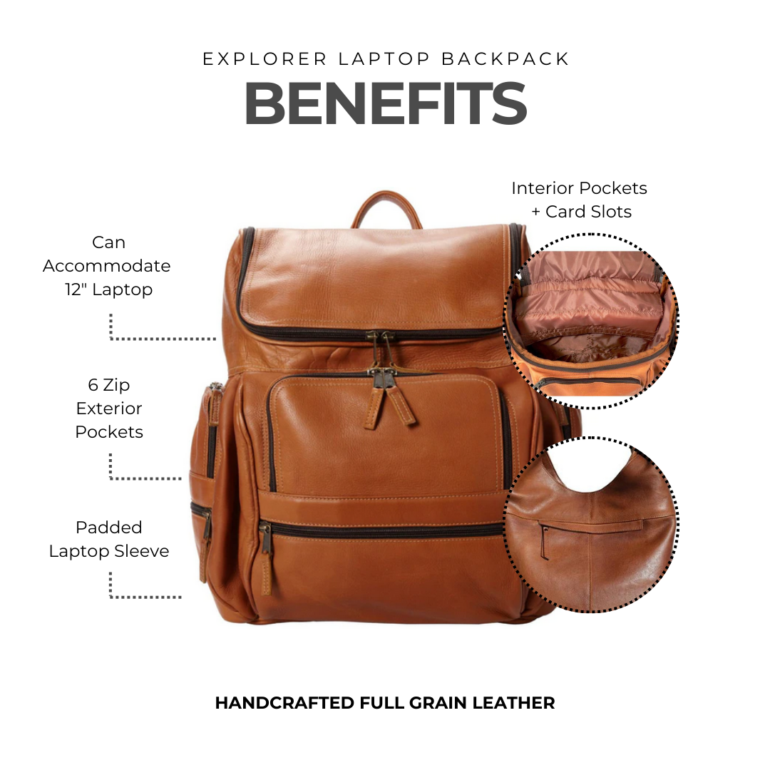 Explorer Leather Laptop Backpack