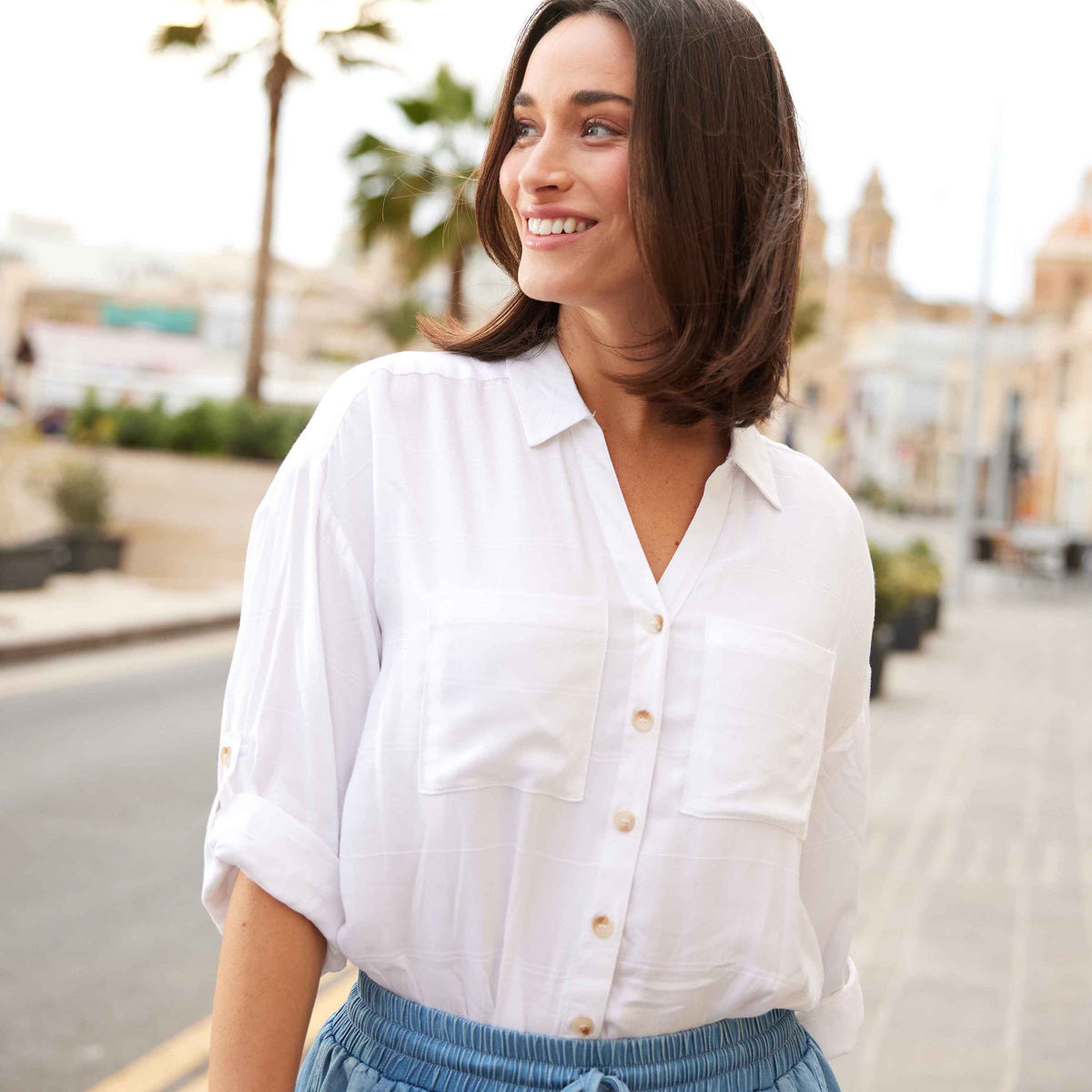 Felicia Womens Shirt Short Sleeve - Optic White