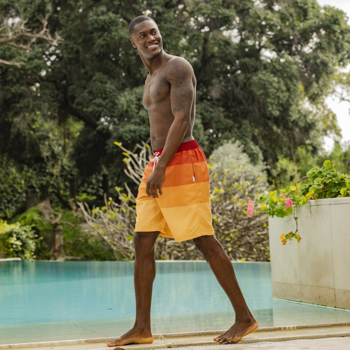 Felix Mens Swimshorts - Tangerine Stripe