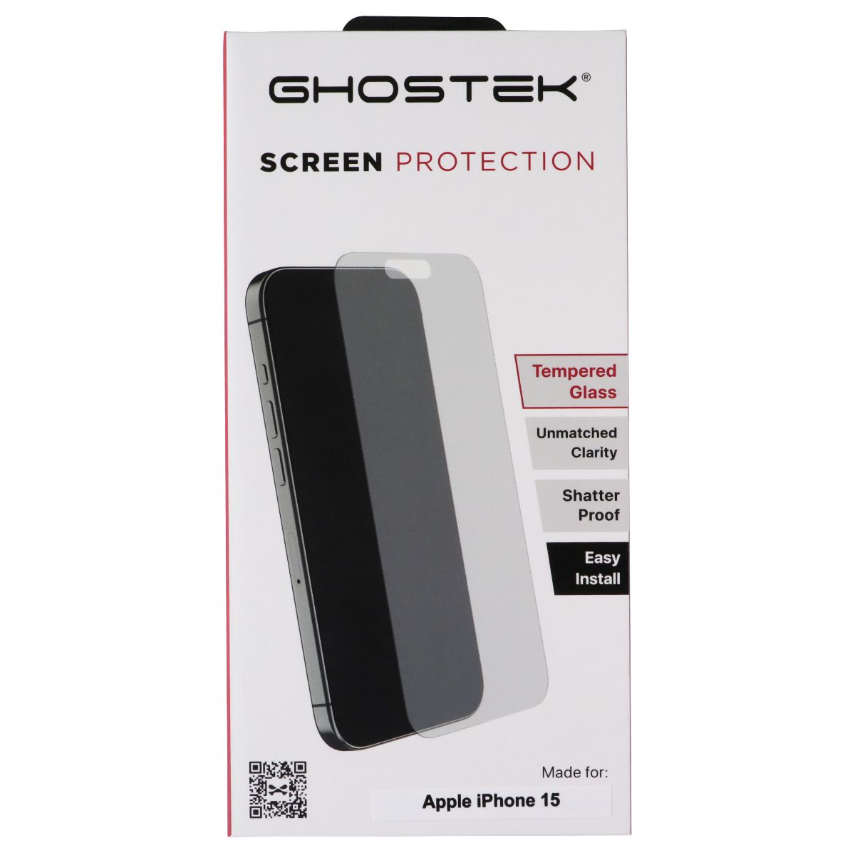 Ghostek Tempered Glass Screen Protection for Apple iPhone 15 - Clear - New
