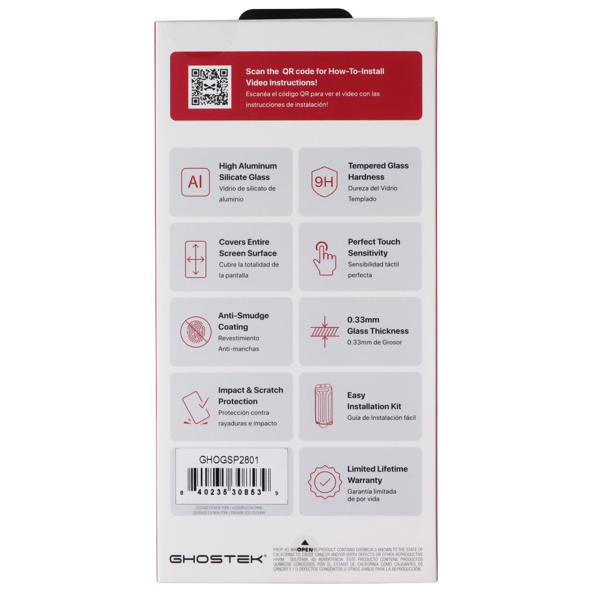 Ghostek Tempered Glass Screen Protection for Apple iPhone 15 - Clear - New