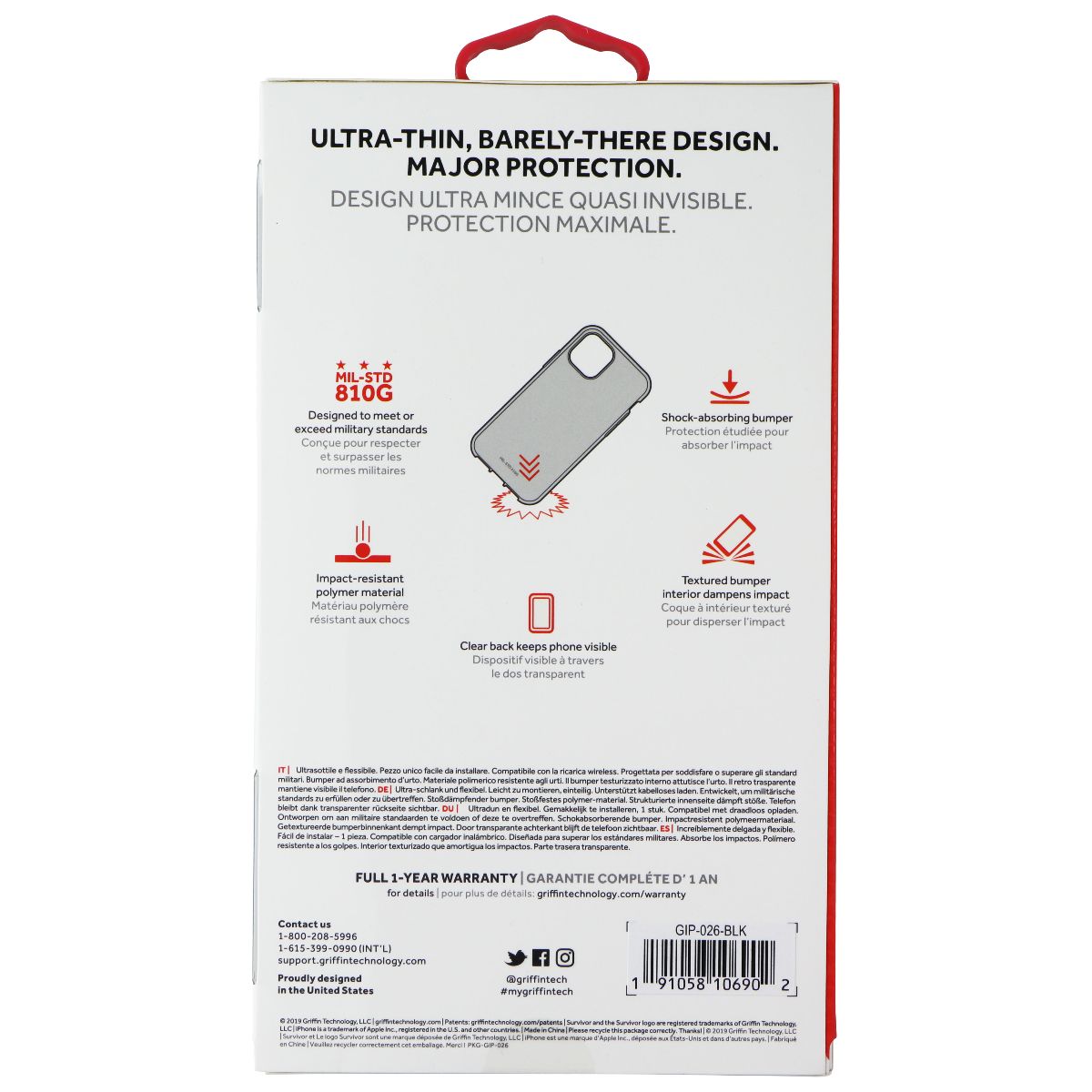 Griffin Survivor Clear Series Case for Apple iPhone 11 Pro Max - Black - New