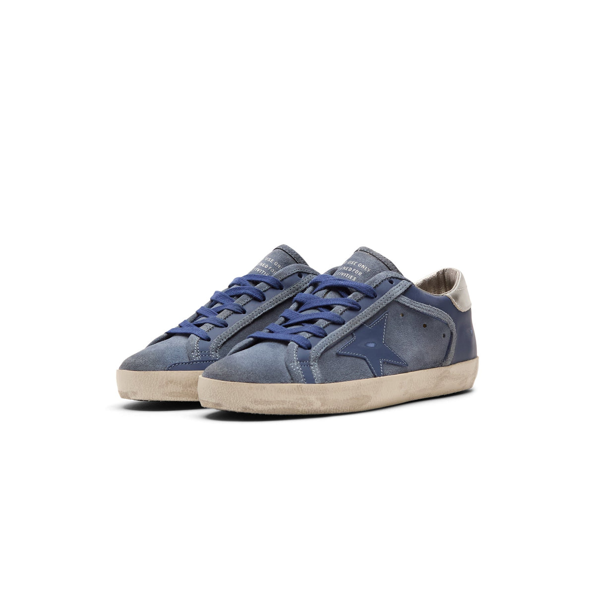 Golden Goose Super Star Suede And Leather Upper (Denim Blue/Bluette/Silver)