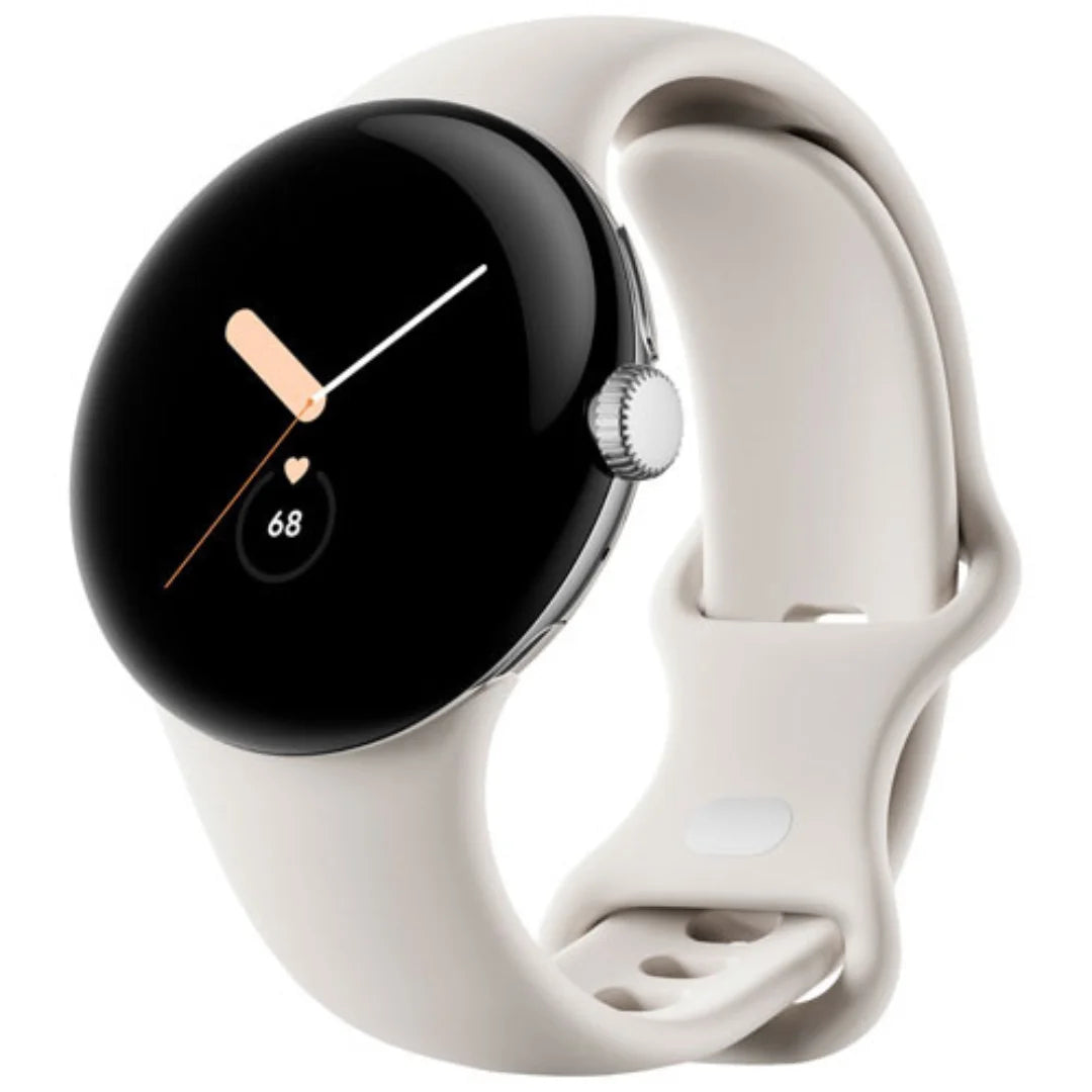 Google Pixel Watch 41mm LTE Polished Silver Stainless Steel with Chalk Band – GA02832-US