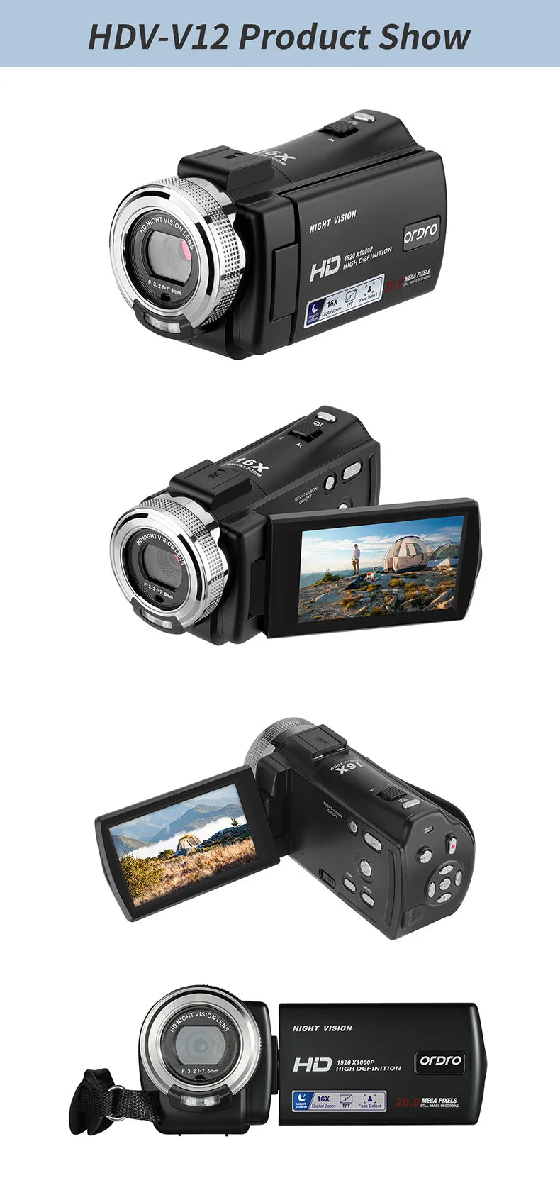 Ordro V12 Vlogging Camera