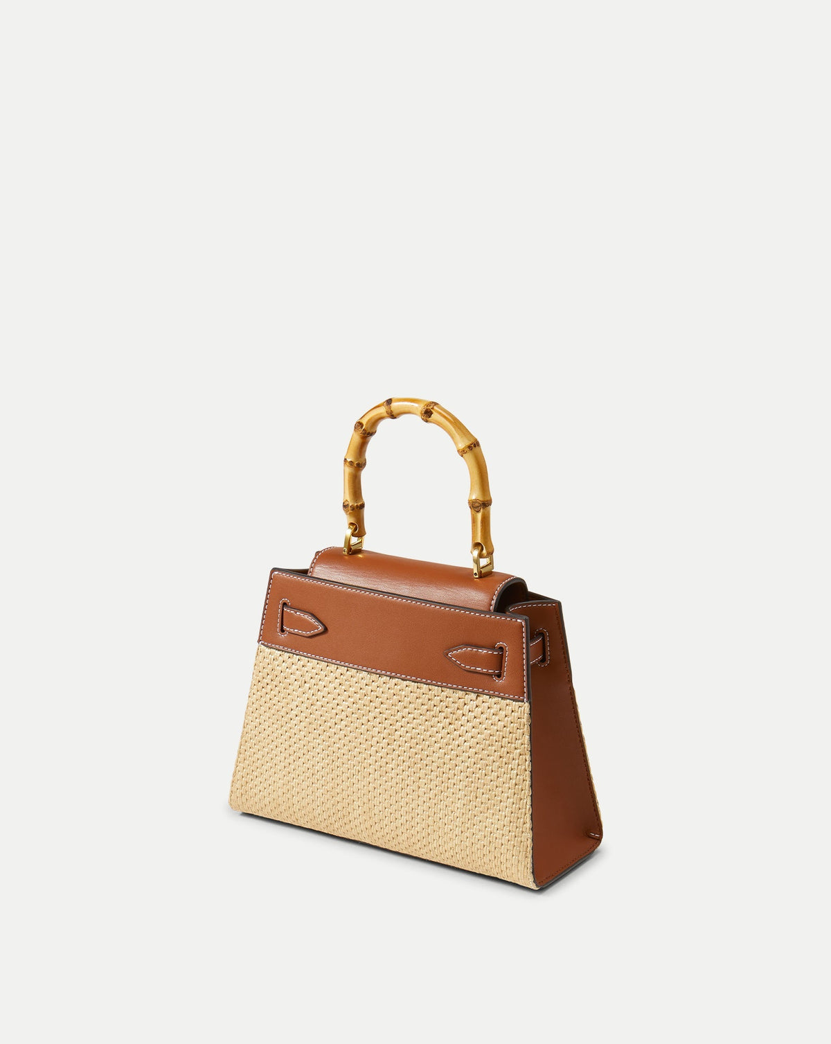 Veronica Beard Raffia Dash Top-Handle Bag